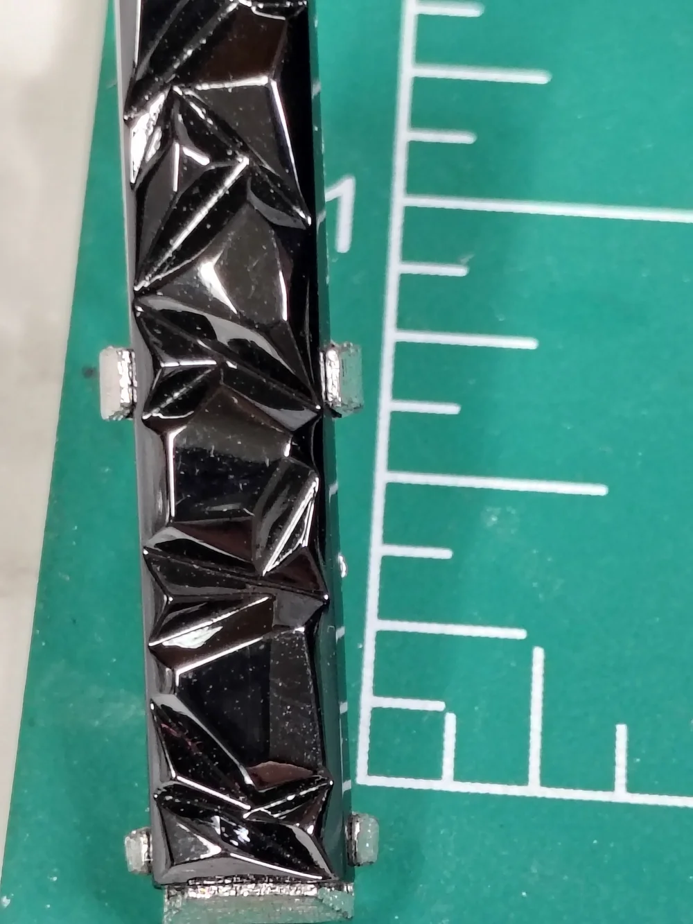 Silver-Tone Black Faceted Bar Tie Clip